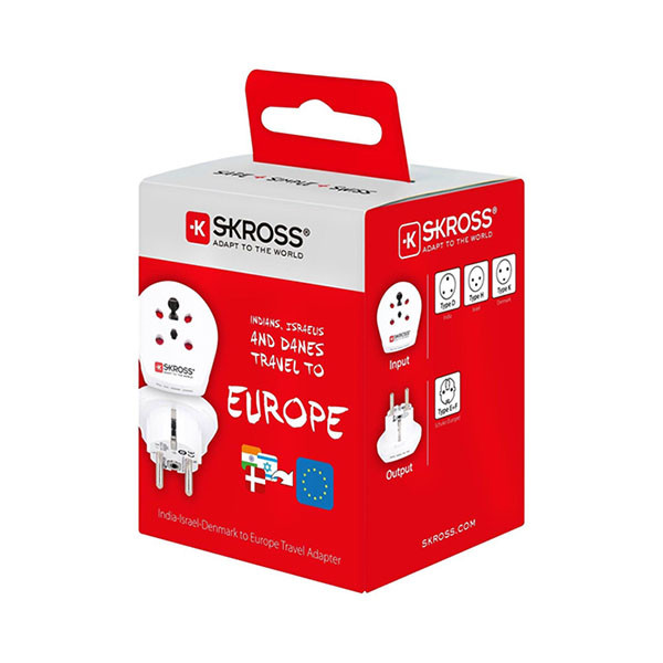 Skross Wereldstekker | Skross | Europa (Geaard, Type F → D, H & K, Hybride) 39770 K050801059 - 4