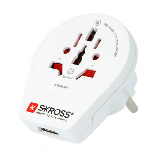 Skross Wereldstekker | Type E en F (Geaard, USB) SK-75-009 A050801073 - 1