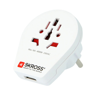 Skross Wereldstekker | Type E en F (Geaard, USB) SK-75-009 A050801073