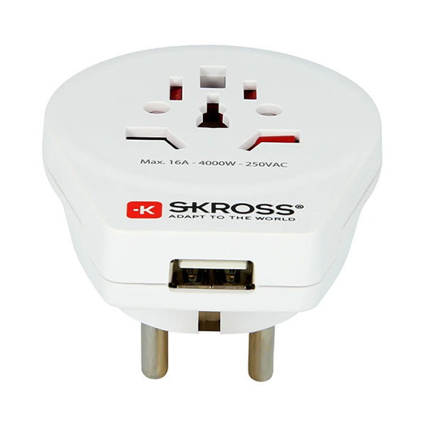 Skross Wereldstekker met USB | Skross | Type E en F (Geaard, 1x USB A) SK-75-009 A050801073 - 3