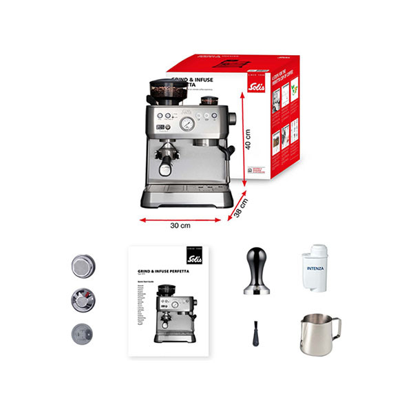 Solis Espressomachine | Solis | Grind & Infuse Perfetta | 1640 watt (Programmeerfuncties, Manometer, Stoompijp, Bonenmaler, Zilver) 98036 K170108382 - 6