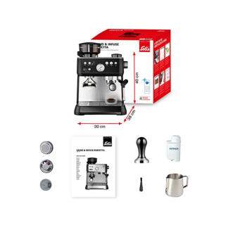Solis Espressomachine | Solis | Grind & Infuse Perfetta | 1640 watt (Programmeerfuncties, Manometer, Stoompijp, Bonenmaler, Zwart) 98070 K170108381 - 6