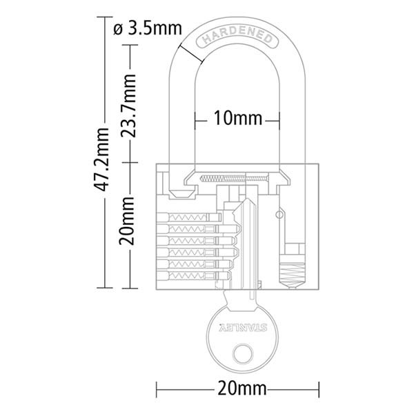 Stanley Hangslot | Stanley | 20 mm (Massief messing, 3 Sleutels, Buiten) 83.400.21 K170103466 - 2