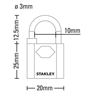 Stanley Hangslot | Stanley | 2 stuks | 20 mm (2 sleutels, TSA-goedgekeurd, Zwart, Geel) 83.400.38 K170103467 - 3