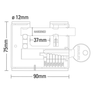 Stanley Hangslot | Stanley | 90 mm (Ø12mm, 3 sleutels) 83.400.07 K170103463 - 2
