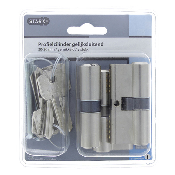 Starx Cilinder | Starx | 30/30 mm | 3 stuks (Dubbel, Gelijksluitend, 9 sleutels) 8760223 K010808139 - 3