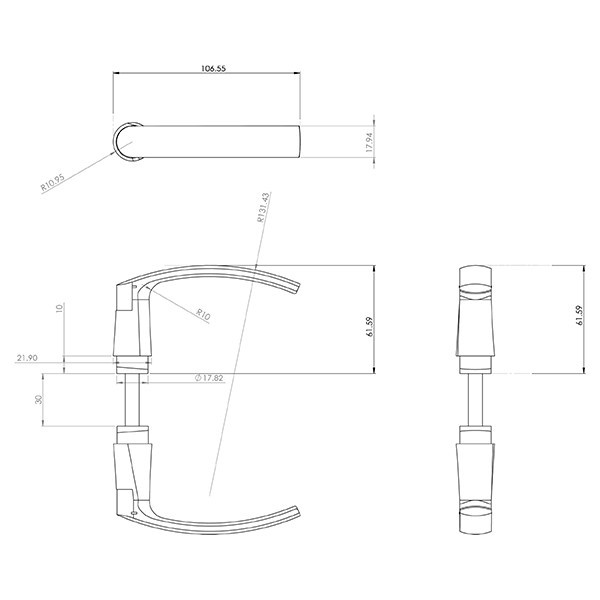 Starx Deurklink met cilinderschild | Starx | 55 mm  (Aluminiumm, RVS) 86.200.02 K010809703 - 5