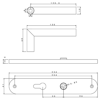 Starx Deurklink met cilinderschild | Starx | 55 mm (Inclusief slot, RVS) 86.100.29 K010809285 - 