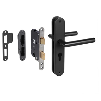 Starx Deurklink met cilinderschild | Starx | 55 mm (Inclusief slot, RVS, Zwart) 86.100.30 K010809286 - 1