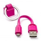 USB A naar Micro USB kabel | 6 centimeter | USB 2.0 (Sleutelhanger, 100% koper, Roze)