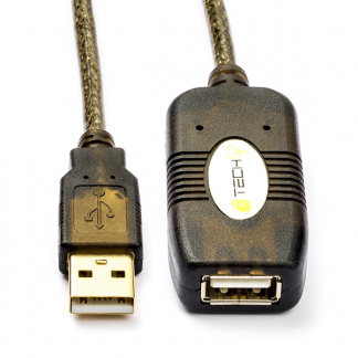 Techly Actieve USB verlengkabel | 10 meter | USB 2.0 (100% koper, Daisy chaining tot 30 meter) IUSB-REP10TY K070601042 - 1