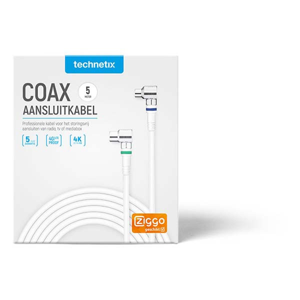Technetix Coax kabel - Technetix - 5 meter (Digitaal, Haaks) 11201530 RLA21-5 K010408029 - 5