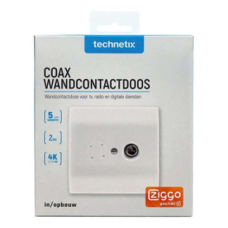 Technetix Coax wandcontactdoos (Ziggo gecertificeerd, Inbouw/Opbouw) 11200201 K101301019 - 2
