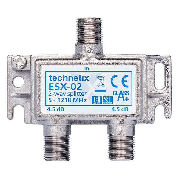 Technetix F connector splitter - Technetix (2-weg, 4.5 dB, Ziggo gecertificeerd) 19008530 ESX-02 K030408109 - 2