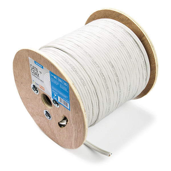 Technetix Netwerk en coax kabel | 100 meter (Cat6, Wit) 19012510 K010408801 - 1