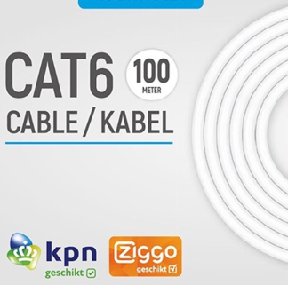 Technetix Netwerkkabel | Cat6 U/UTP | Technetix | 100 meter (Stugge kern,100% koper) 19012506 K010605101 - 3