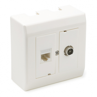 Technetix RJ45 wandcontactdoos | Technetix (1 x RJ45 en Coax, Cat6, Inbouw/Opbouw) 11201706 K060302294 - 1