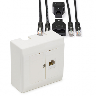 Technetix RJ45 wandcontactdoos met internetverdubbelaar | UTP | Technetix (1 x RJ45, Cat5e, Cat6 en Cat6a, Modulair, Inbouw/Opbouw) 11201705-combi K101301022 - 1