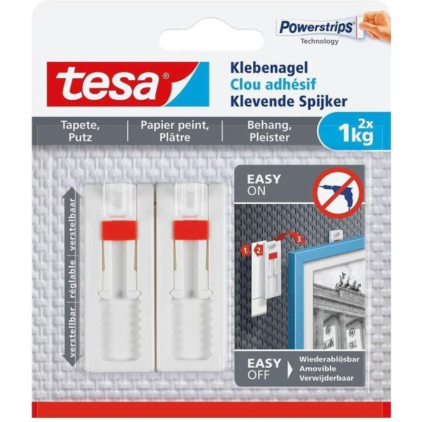Tesa Klevende spijker | Tesa | 2 stuks | 1 kg (Verstelbaar, Behang, Pleisterwerk) 77774-00000-00 K100702709 - 1