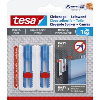 Tesa Klevende spijker | Tesa | 2 stuks | 1 kg (Verstelbaar, Canvas, Behang, Pleisterwerk) 77778-00000-00 K100702719 - 