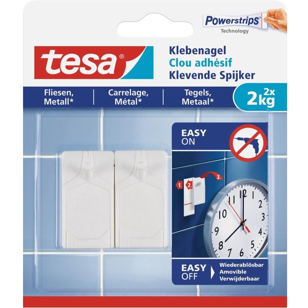 Tesa Klevende spijker | Tesa | 2 stuks | 2 kg (Tegels, Metaal) 77762-00000-00 K100702701 - 1