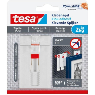 Tesa Klevende spijker | Tesa | 2 stuks | 2 kg (Verstelbaar, Behang, Pleisterwerk) 77777-00000-00 K100702710 - 