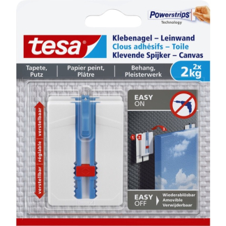 Tesa Klevende spijker | Tesa | 2 stuks | 2 kg (Verstelbaar, Canvas, Behang, Pleisterwerk) 77779-00000-00 K100702720 - 