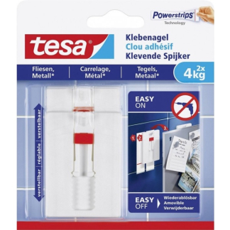 Tesa Klevende spijker | Tesa | 2 stuks | 4 kg (Verstelbaar, Tegels, Metaal) 77767-00000-00 K100702705 - 1