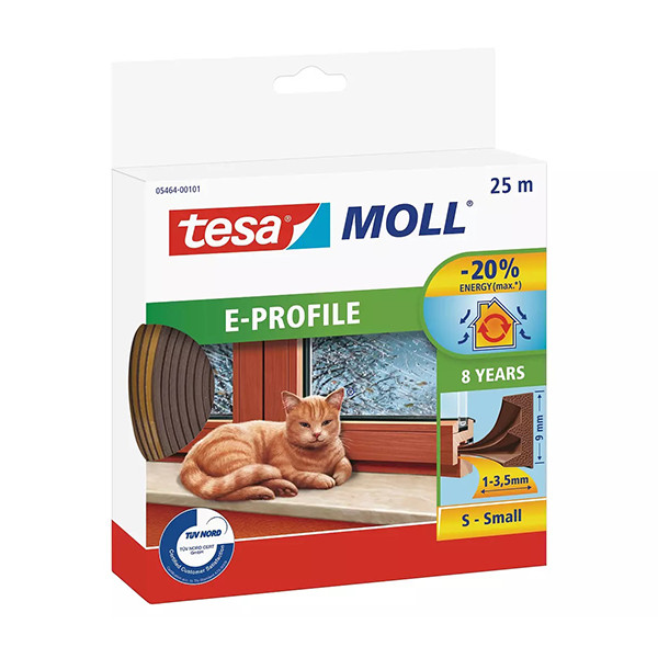 Tesa Tochtstrip | Tesa | 25 meter (E-profiel, Zelfklevend, Bruin) 05464-00101-00 K100702548 - 1