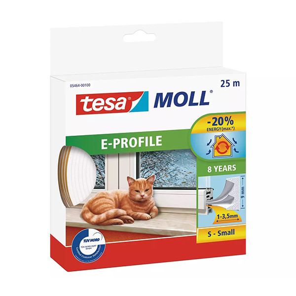 Tesa Tochtstrip | Tesa | 25 meter (E-profiel, Zelfklevend, Wit) 05464-00100-00 K100702547 - 1