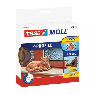 Tesa Tochtstrip | Tesa | 25 meter (P-profiel, Zelfklevend, Bruin) 05391-00101-00 K100702552 - 1