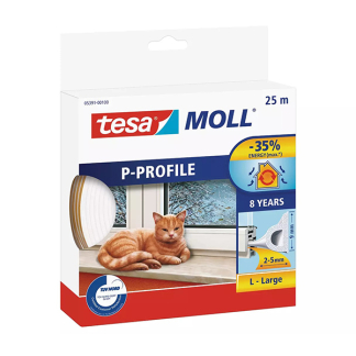 Tesa Tochtstrip | Tesa | 25 meter (P-profiel, Zelfklevend, Wit) 05391-00100-00 K100702551 - 1