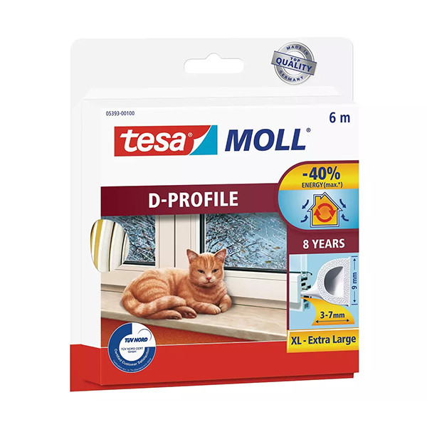 Tesa Tochtstrip | Tesa | 6 meter (D-profiel, Zelfklevend, Wit) 05393-00100-00 K100702555 - 1