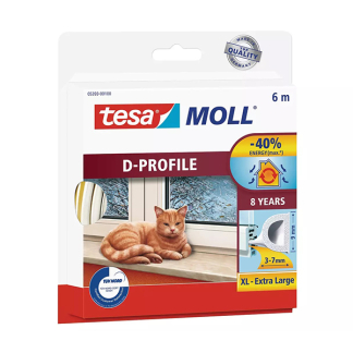 Tesa Tochtstrip | Tesa | 6 meter (D-profiel, Zelfklevend, Wit) 05393-00100-00 K100702555