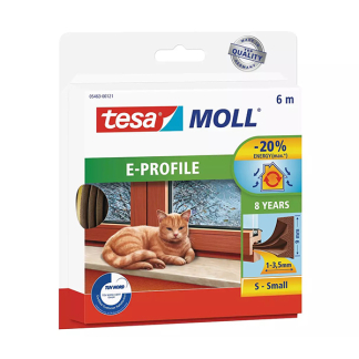 Tesa Tochtstrip | Tesa | 6 meter (E-profiel, Zelfklevend, Bruin) 05463-00121-00 K100702546 - 1