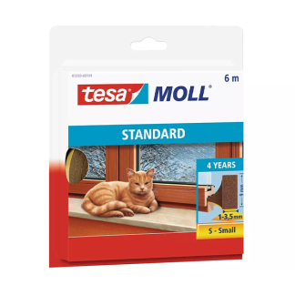 Tesa Tochtstrip | Tesa | 6 meter (I-profiel, Zelfklevend, Bruin) 05559-00101-00 K100702554 - 1