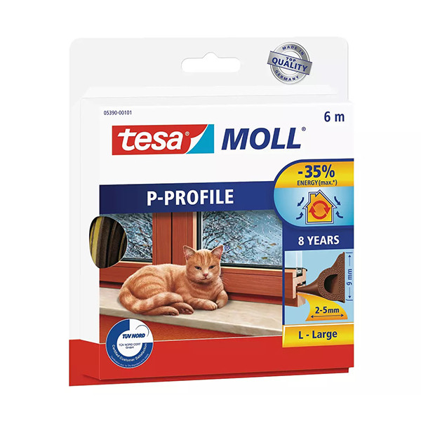 Tesa Tochtstrip | Tesa | 6 meter (P-profiel, Zelfklevend, Bruin) 05390-00101-00 K100702550 - 1