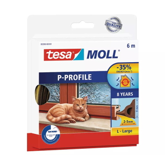 Tesa Tochtstrip | Tesa | 6 meter (P-profiel, Zelfklevend, Bruin) 05390-00101-00 K100702550 - 1