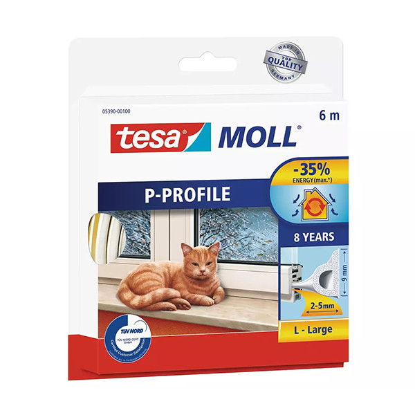 Tesa Tochtstrip | Tesa | 6 meter (P-profiel, Zelfklevend, Wit) 05390-00100-00 K100702549 - 1