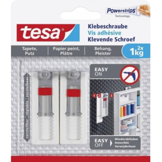 Tesa Zelfklevende schroef | Tesa | 2 stuks | 1 kg (Verstelbaar, Behang, Pleisterwerk) 77775-00000-00 K100702711