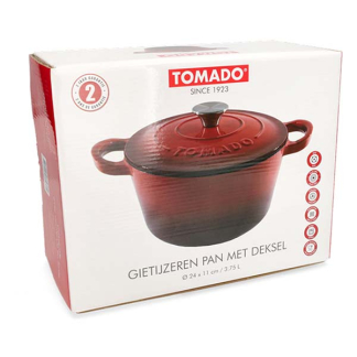 Tomado Braadpan | Tomado | Ø 24 x 11 cm (4.5 liter, Gietijzer, Rood) 23460506 K170105227 - 3