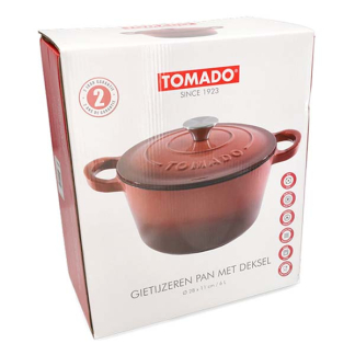 Tomado Braadpan | Tomado | Ø 28 x 11 cm (6 liter, Gietijzer, Rood) 23460507 K170105228 - 3