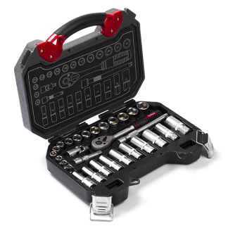 Toolland Dopsleutelset | Toolland | 29-delig (3/8”, Met ratelsleutel en cardangewricht, Opbergkoffer) HSETPRO5 K180106773