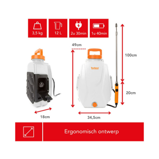 Toolland Rugspuit | Toolland | 12 liter (Oplaadbare batterij, Regelbare sproeikop, Telescopische lans) DTB10003 K170113352 - 3