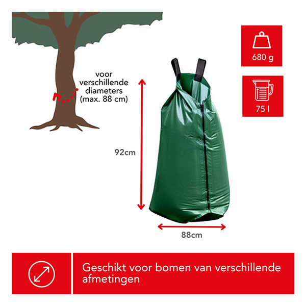 Waterzak boom Toolland 75 liter (Rits, Handvat