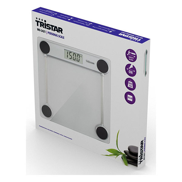 Tristar Personenweegschaal | Tristar (Digitaal, 32x31.5cm, Gehard glas, Tot 150 kg, Wit)) WG-2421 K170202791 - 5