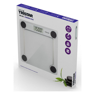 Tristar Personenweegschaal | Tristar (Digitaal, 32x31.5cm, Gehard glas, Tot 150 kg, Wit)) WG-2421 K170202791 - 5