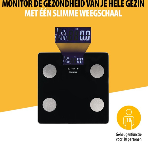 Tristar Personenweegschaal | Tristar (Digitaal, BMI, Smart, Gehard glas, Zwart) WG-2442 K170202793 - 6