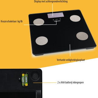 Tristar Personenweegschaal | Tristar (Digitaal, Smart, Gehard glas, Zwart) WG-2442 K170202793 - 5