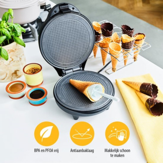 Tristar Wafelijzer | Tristar | 20 centimeter (IJshoorns/Stroopwafels/Kniepertjes, 700W, Anti-aanbaklaag) WF-1170 K170109069 - 6